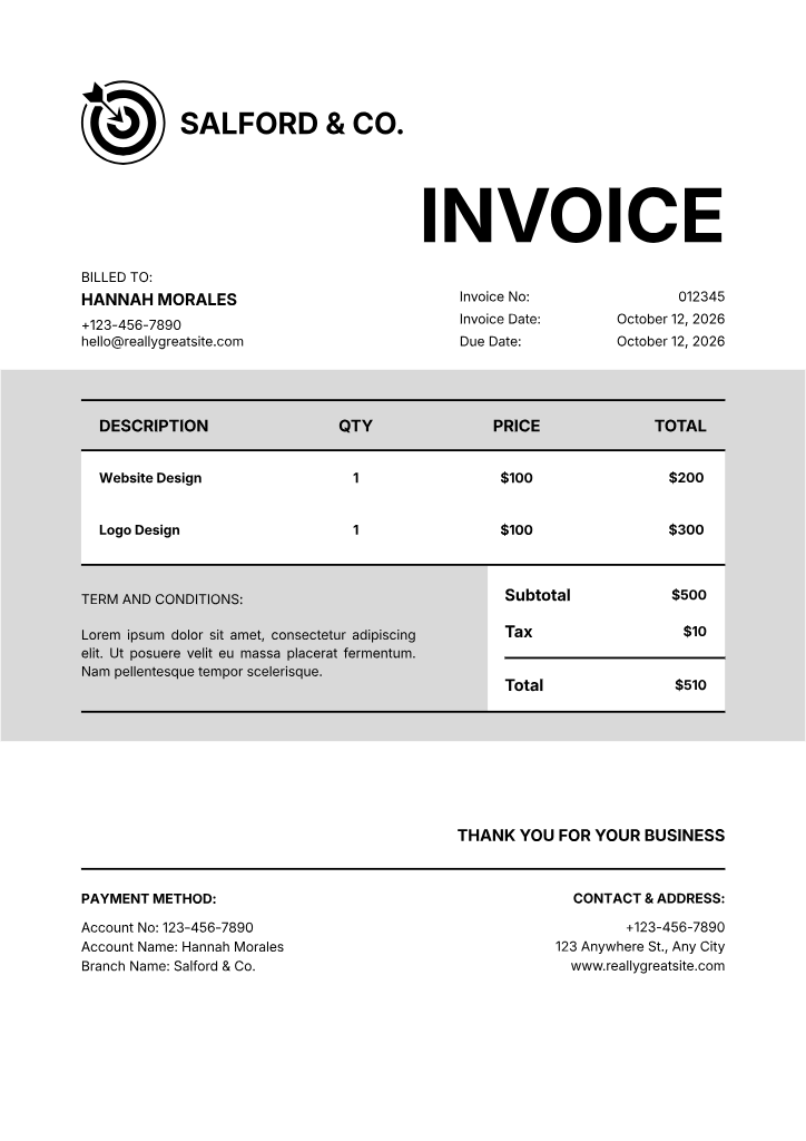 Minimal invoice template